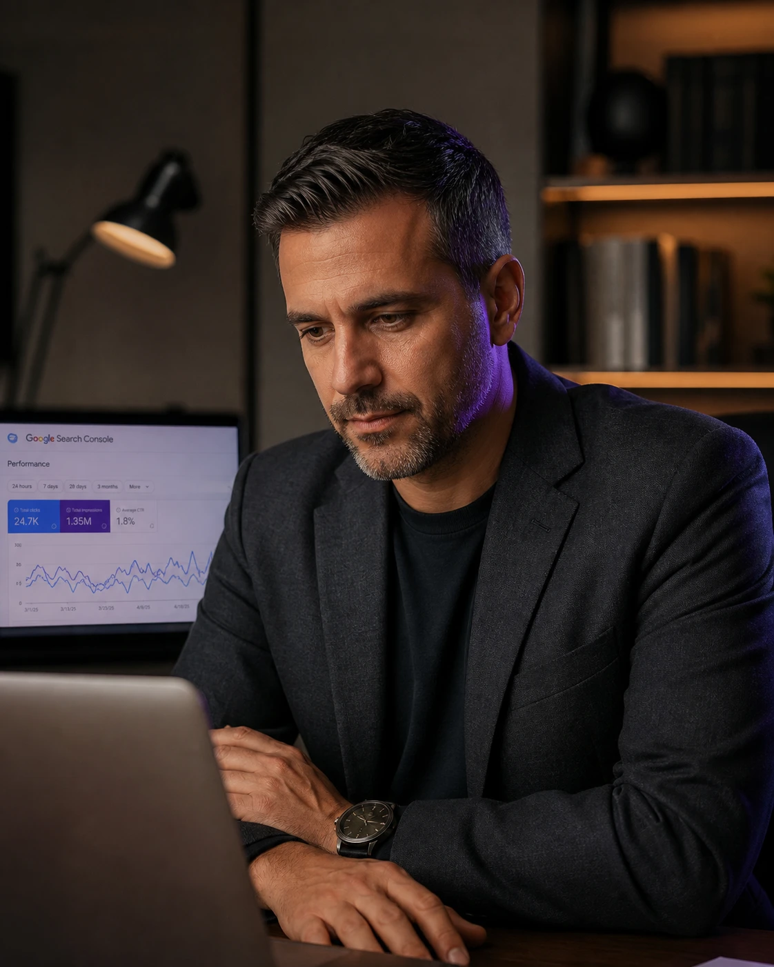 Client reviewing organic search performance